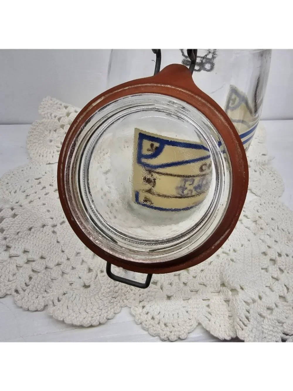 Vintage Tradewind Importers Columbian Coffee Glass Canister Jar Wire Bail 1L